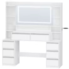 Coiffeuse LIORA - miroir LED, 8 tiroirs