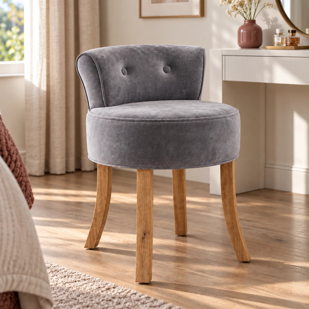 Dressing Table Chair - Velvet, Button Back