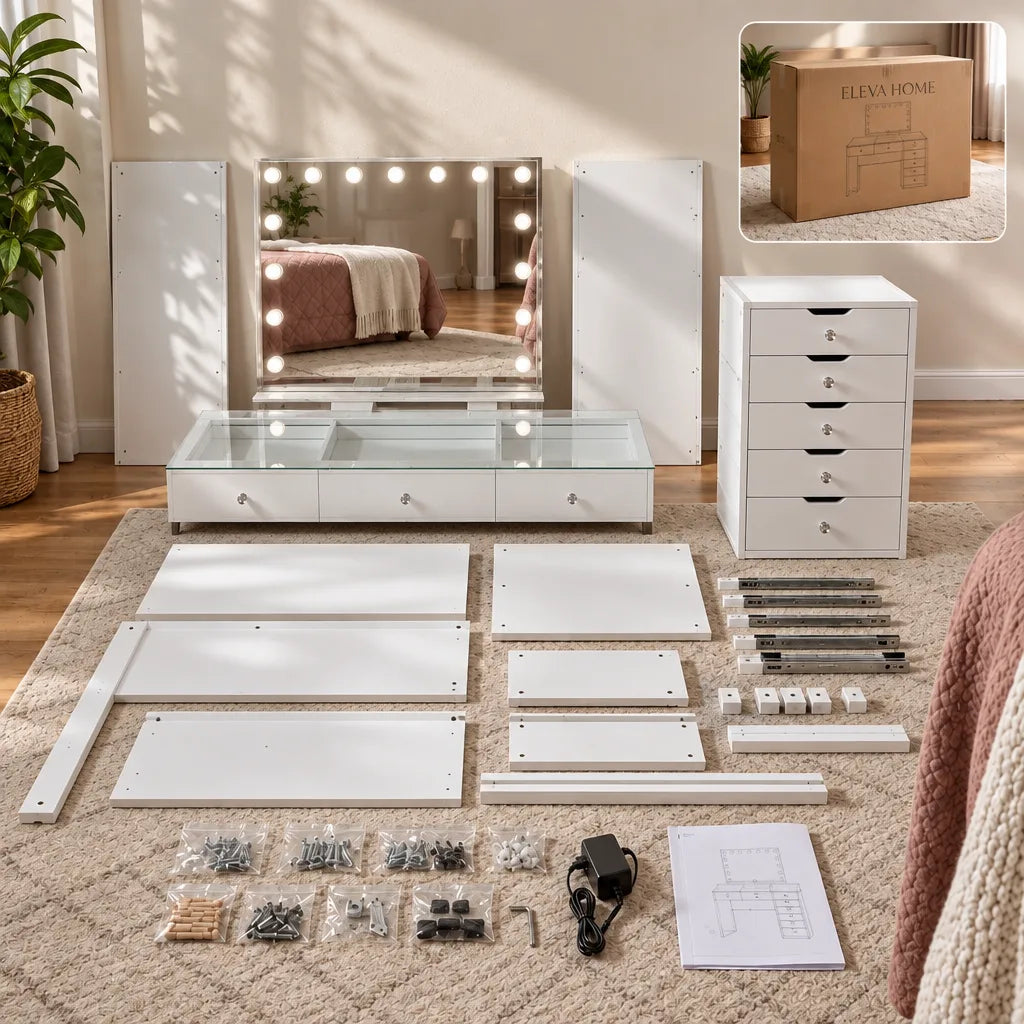 Serena Hollywood dressing table, box contents and fixings