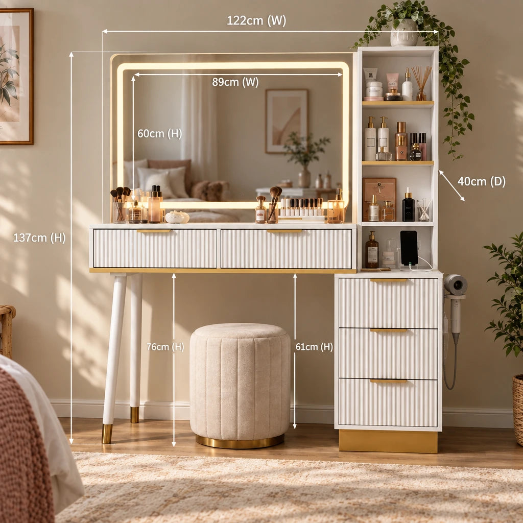 Celeste fluted dressing table dimensions