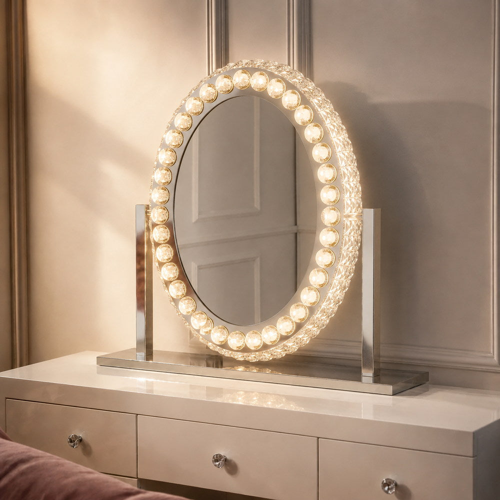 Tiara Oval Crystal Vanity Mirror | Eleva regenerated |01
