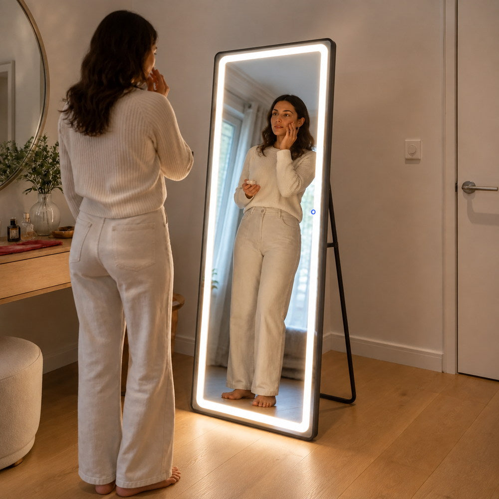 Head-to-Toe Glow Full Length Mirror in Black | Eleva regenerated |03