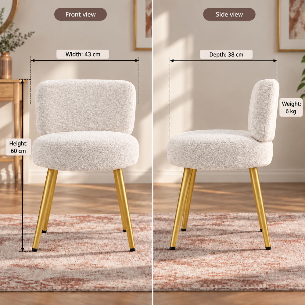 Teddy Hug Vanity Chair with Gold Legs | Eleva regenerated |04