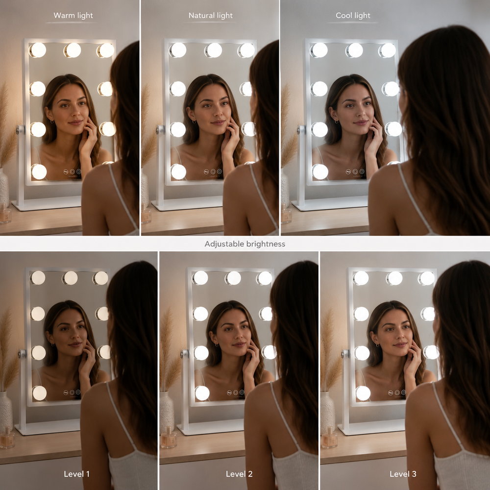 Peekaboo Swivel Vanity Mirror in White | Eleva regenerated |04