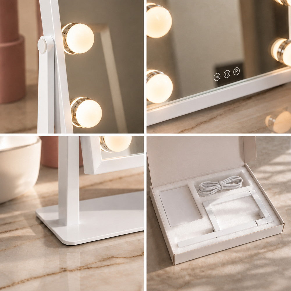 Peekaboo Swivel Vanity Mirror in White | Eleva regenerated |05