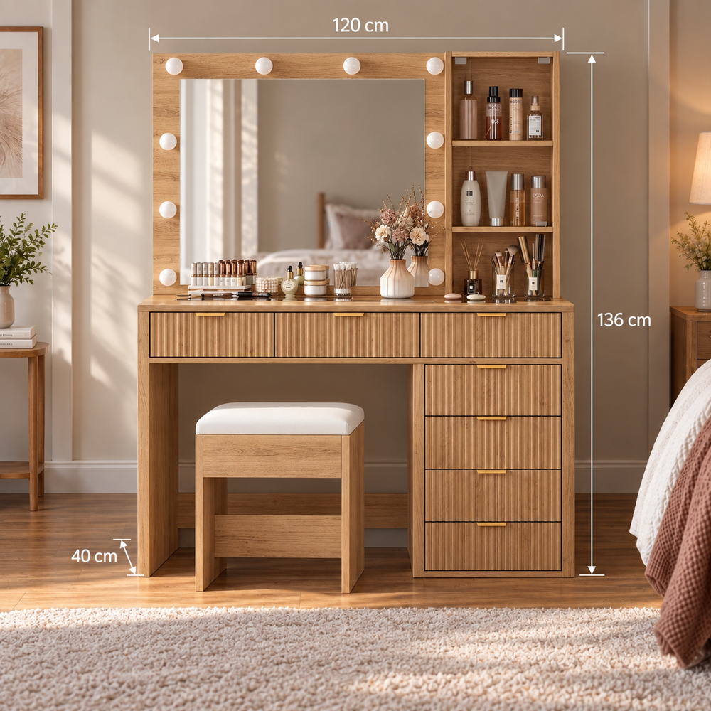 Natural Beauty Fluted Oak Vanity Set | Eleva regenerated |05