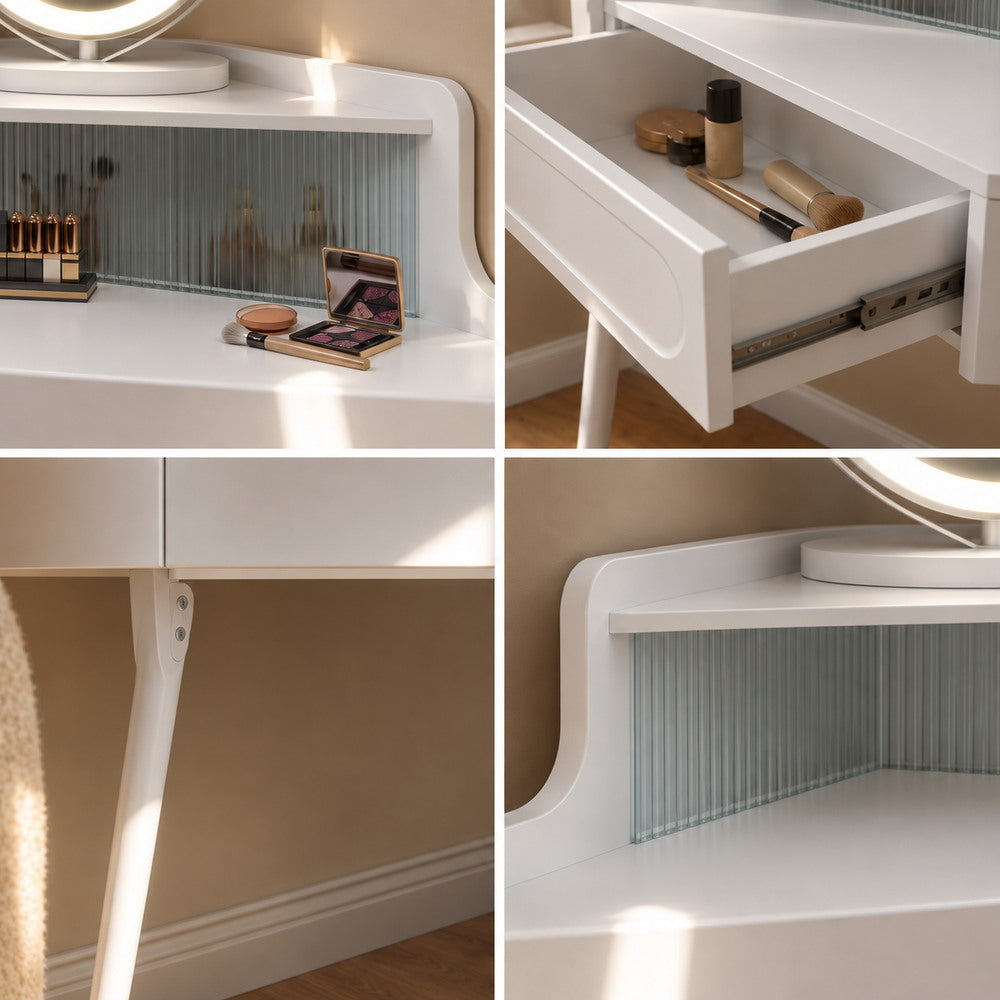 Quiet Corner Dressing Table with Round Mirror | Eleva regenerated |07
