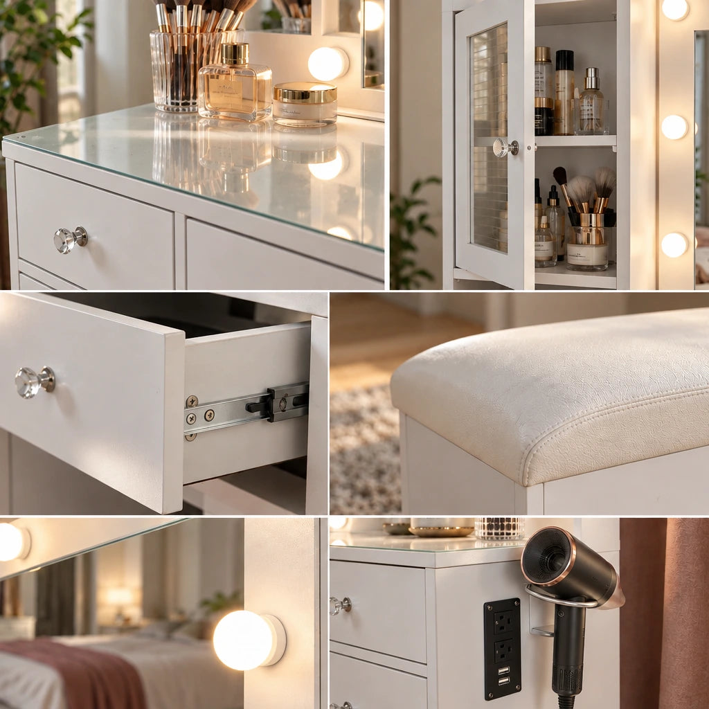 Roxy large Hollywood dressing table, finish close-up