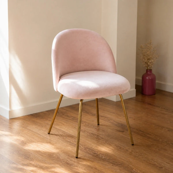 Chaise de coiffeuse en velours - rose