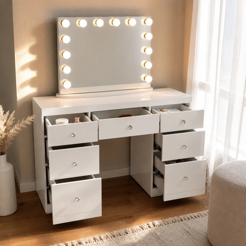 Coiffeuse Hollywood Chic - blanche