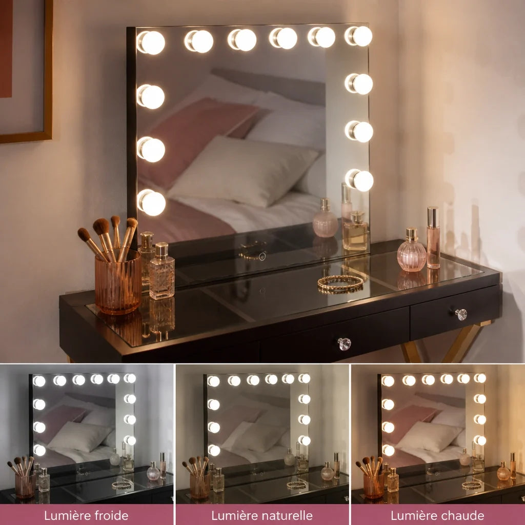 Coiffeuse Hollywood Gold - noire