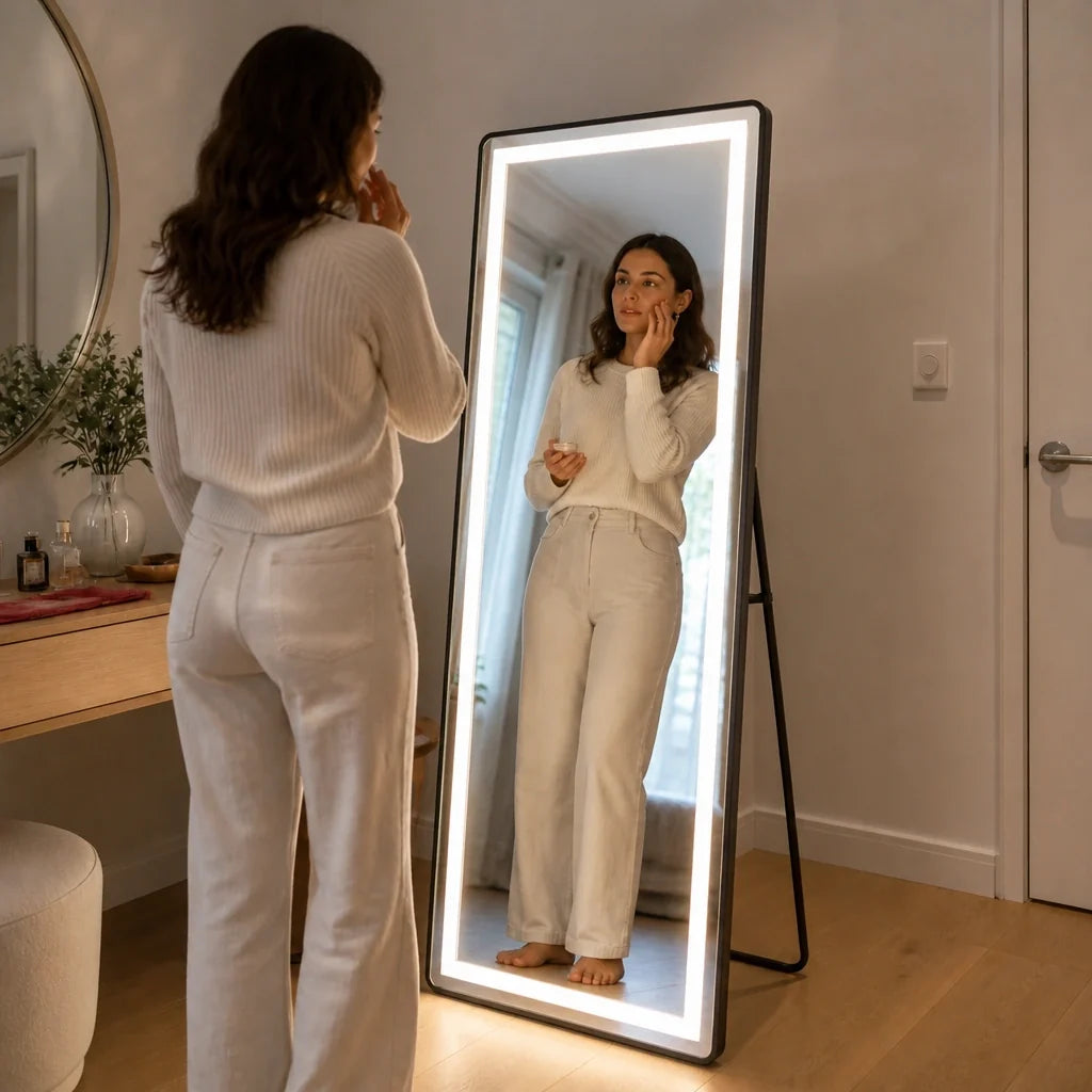 Miroir sur pied LUXA - rétroéclairage LED, 163 cm