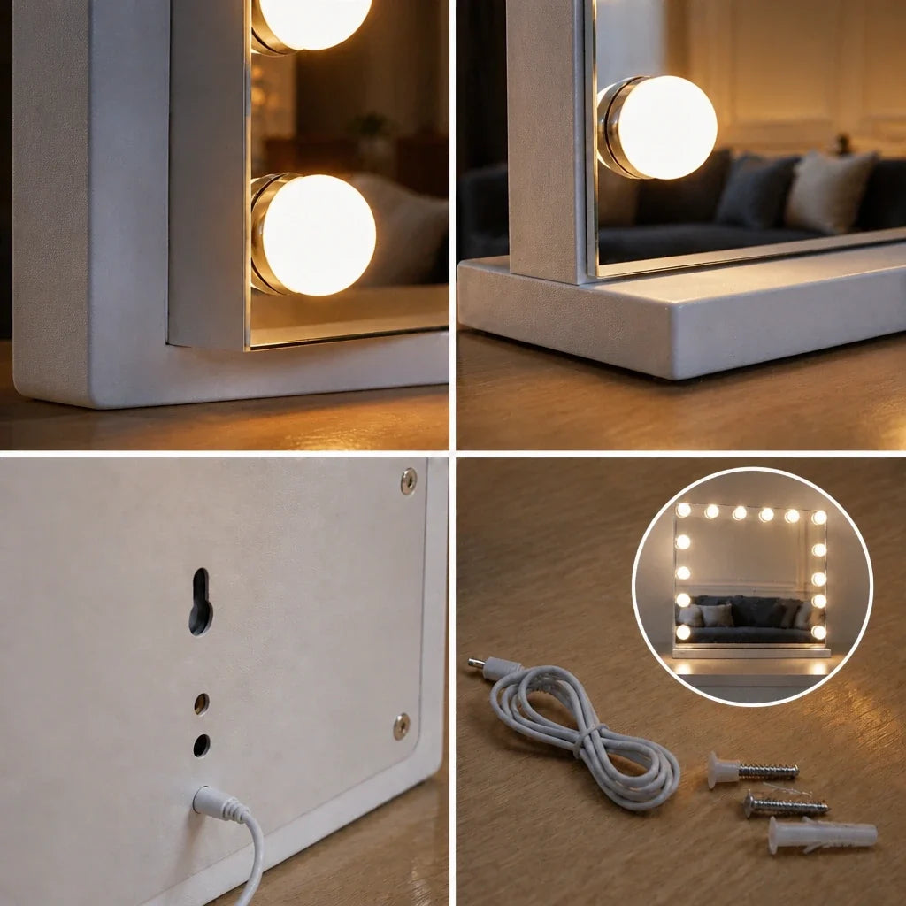 Miroir maquillage Hollywood LUMEA - 12 LED, 50 cm