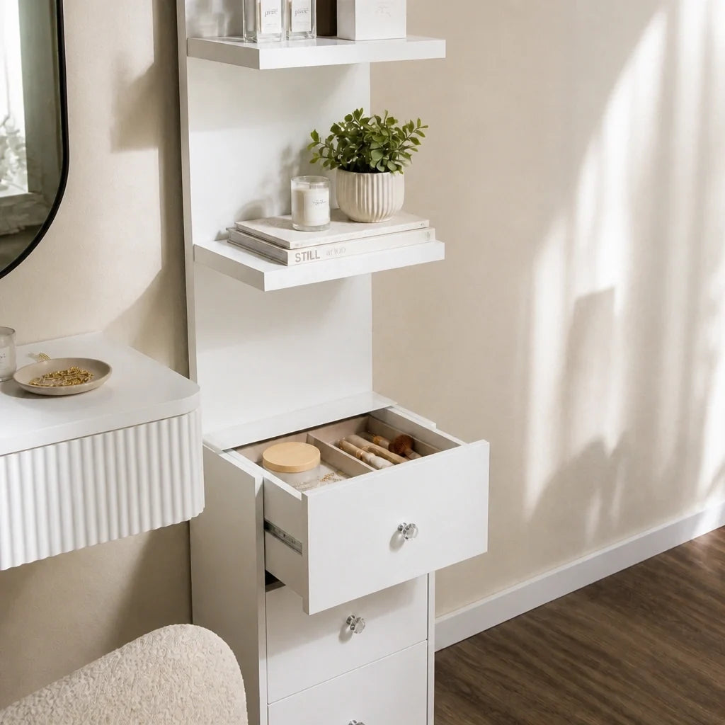 Étagère de coiffeuse - blanche