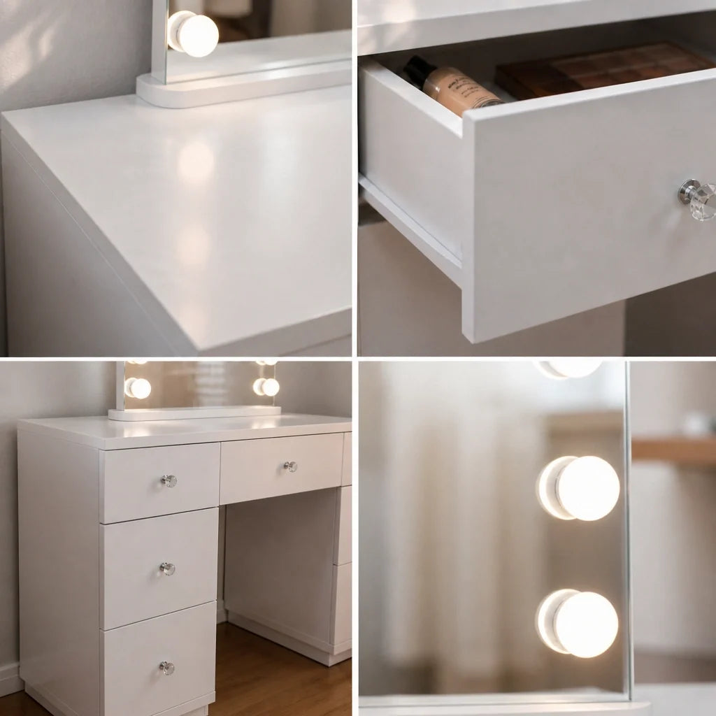 Coiffeuse Hollywood Chic - blanche