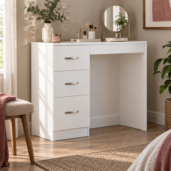 Dressing Table with 3 Drawers - White, 93cm
