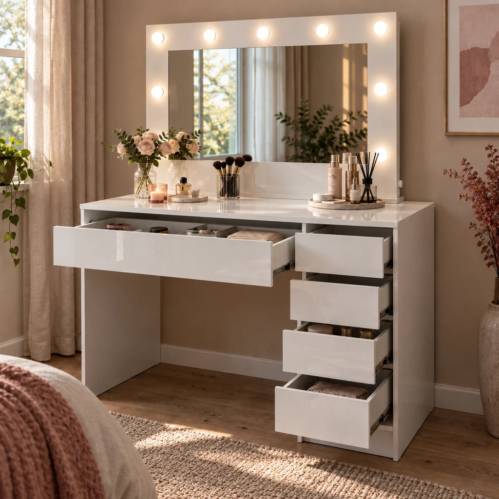 Grace Hollywood dressing table with drawers open