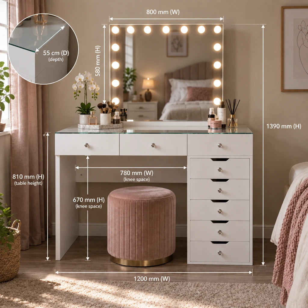 Serena Hollywood dressing table dimensions