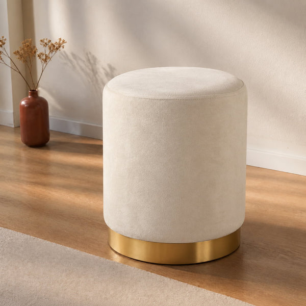 Petite Marshmallow Velvet Pouffe in Cream | Eleva regenerated |01