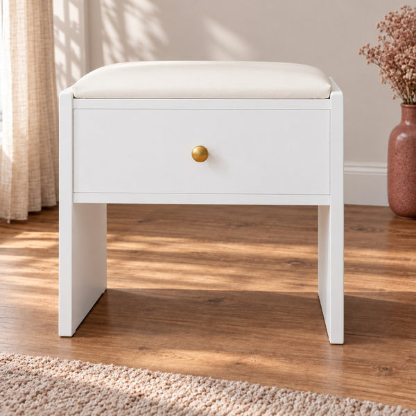 Secret Keeper Vanity Stool with Drawer | Eleva regenerated |01