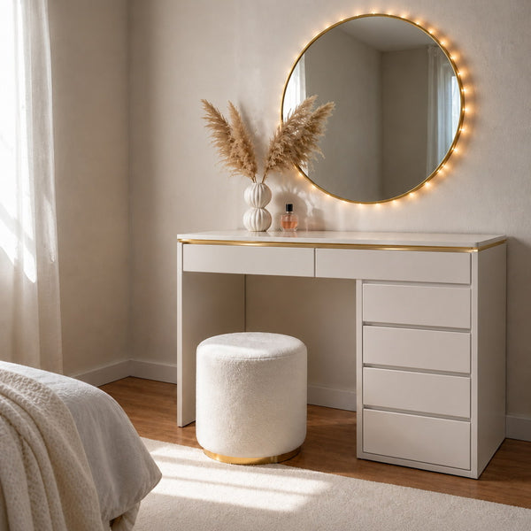 Gold Ribbon Dressing Table in Cashmere | Eleva regenerated |01