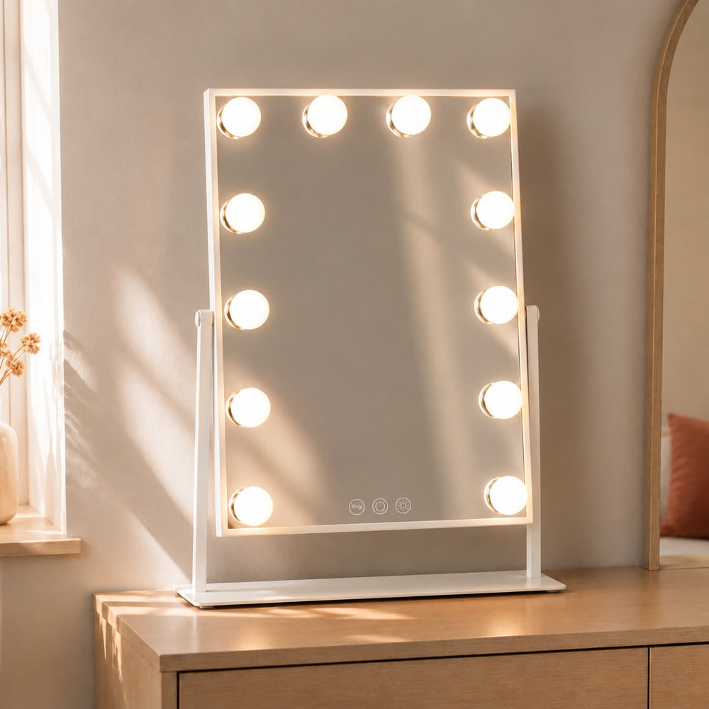 Bijou Light-Up Makeup Mirror in White | Eleva regenerated |01