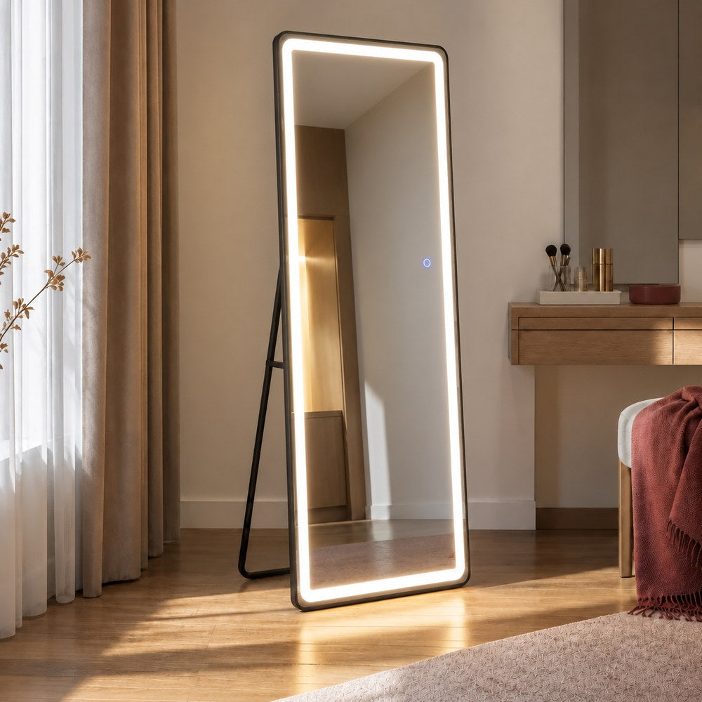 Head-to-Toe Glow Full Length Mirror in Black | Eleva regenerated |01