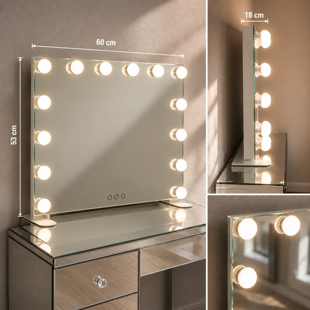 Silver Screen Frameless Hollywood Mirror | Eleva regenerated |02