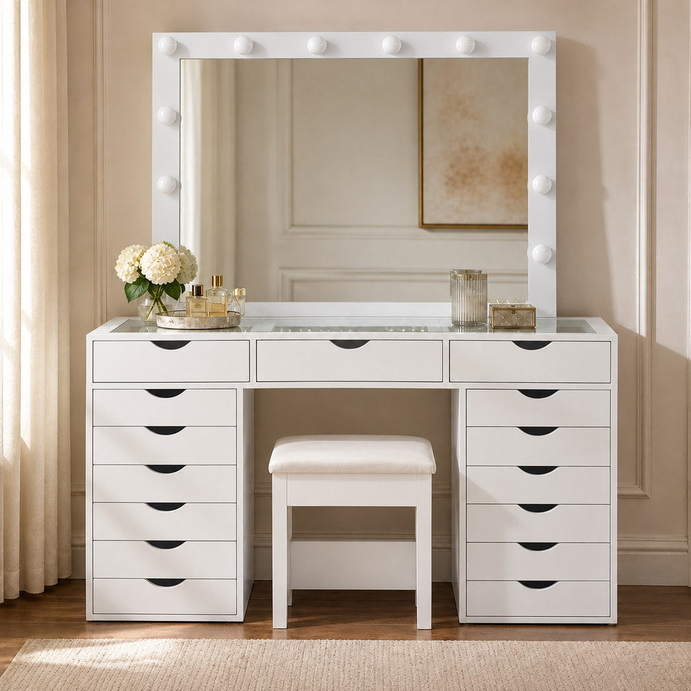 Plenty of Pretty Dressing Table Set in White | Eleva regenerated |02