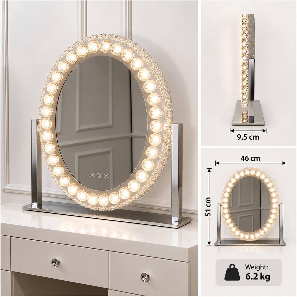 Tiara Oval Crystal Vanity Mirror | Eleva regenerated |03