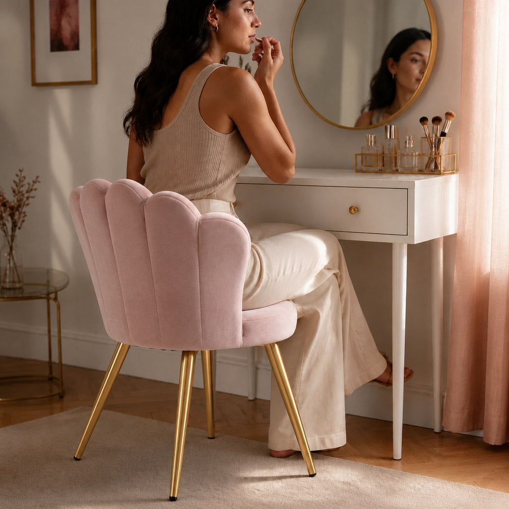Mermaid Shell Velvet Vanity Chair | Eleva regenerated |03