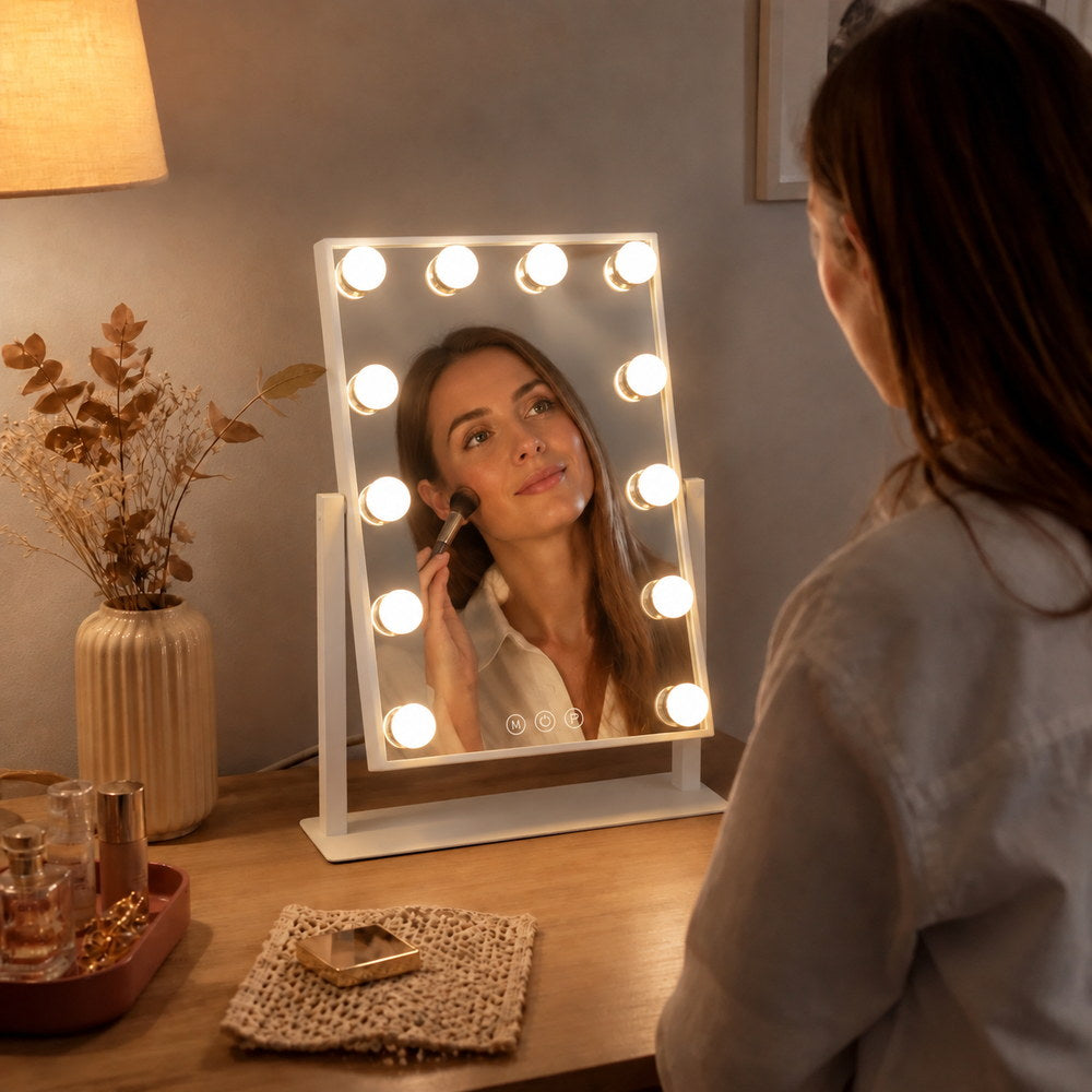 Peekaboo Swivel Vanity Mirror in White | Eleva regenerated |03