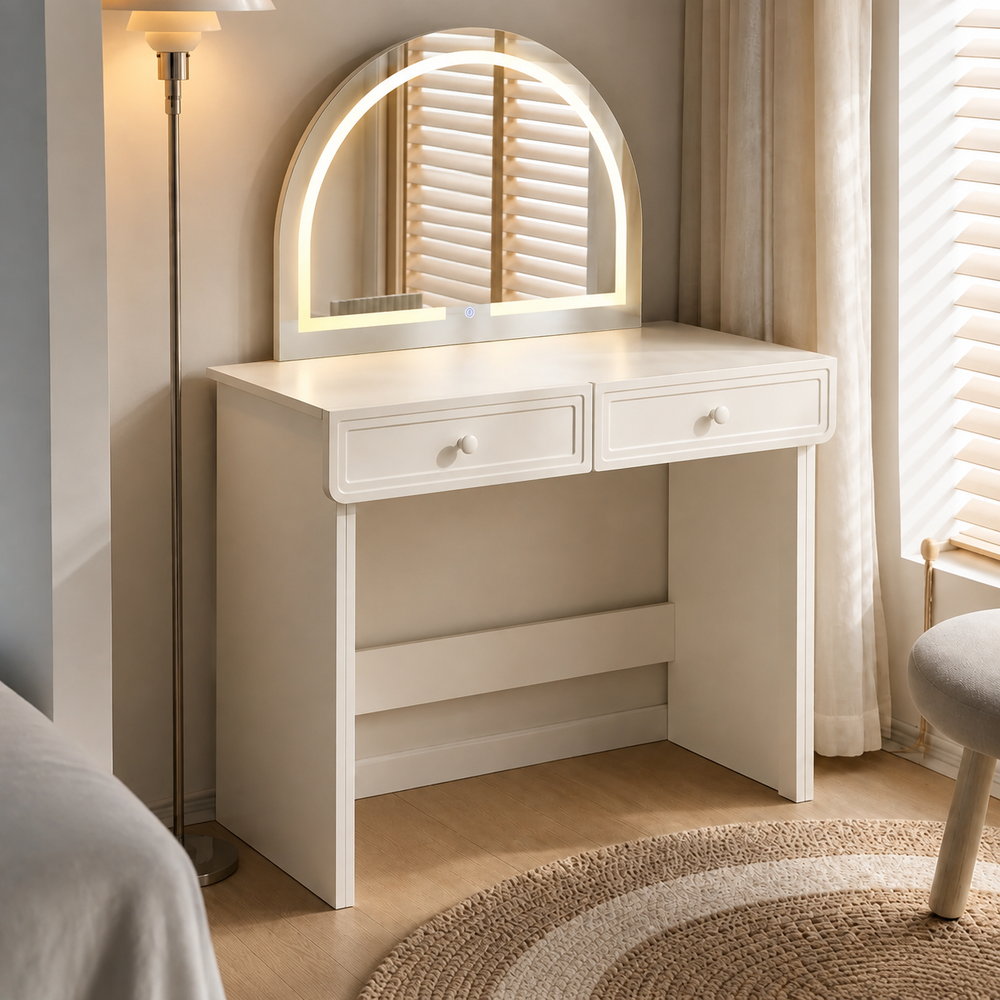 Moonlit Arch Dressing Table in Cream White | Eleva regenerated |03