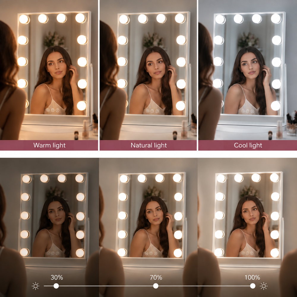 Dainty Darling Hollywood Mirror in White | Eleva regenerated |03