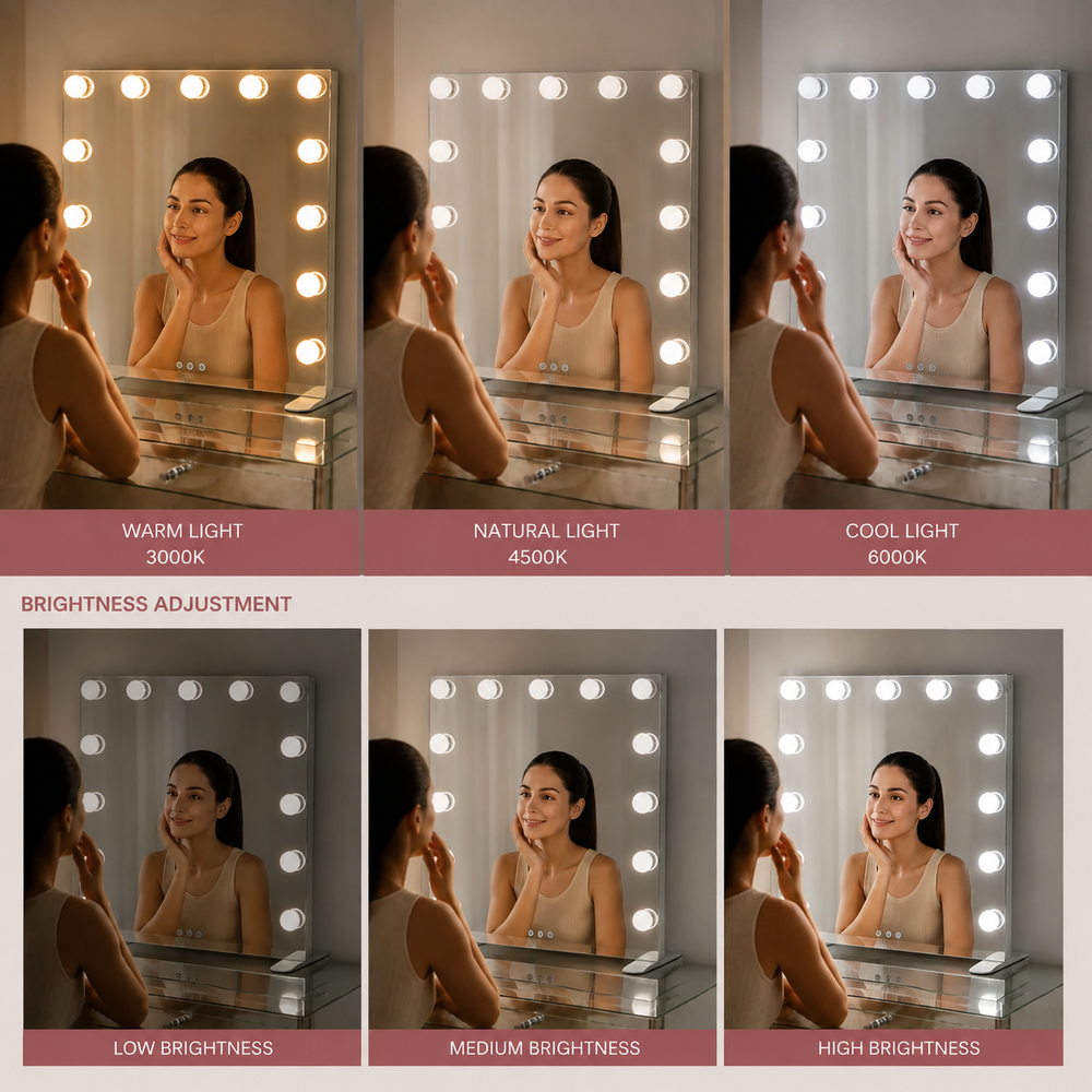 Silver Screen Frameless Hollywood Mirror | Eleva regenerated |04