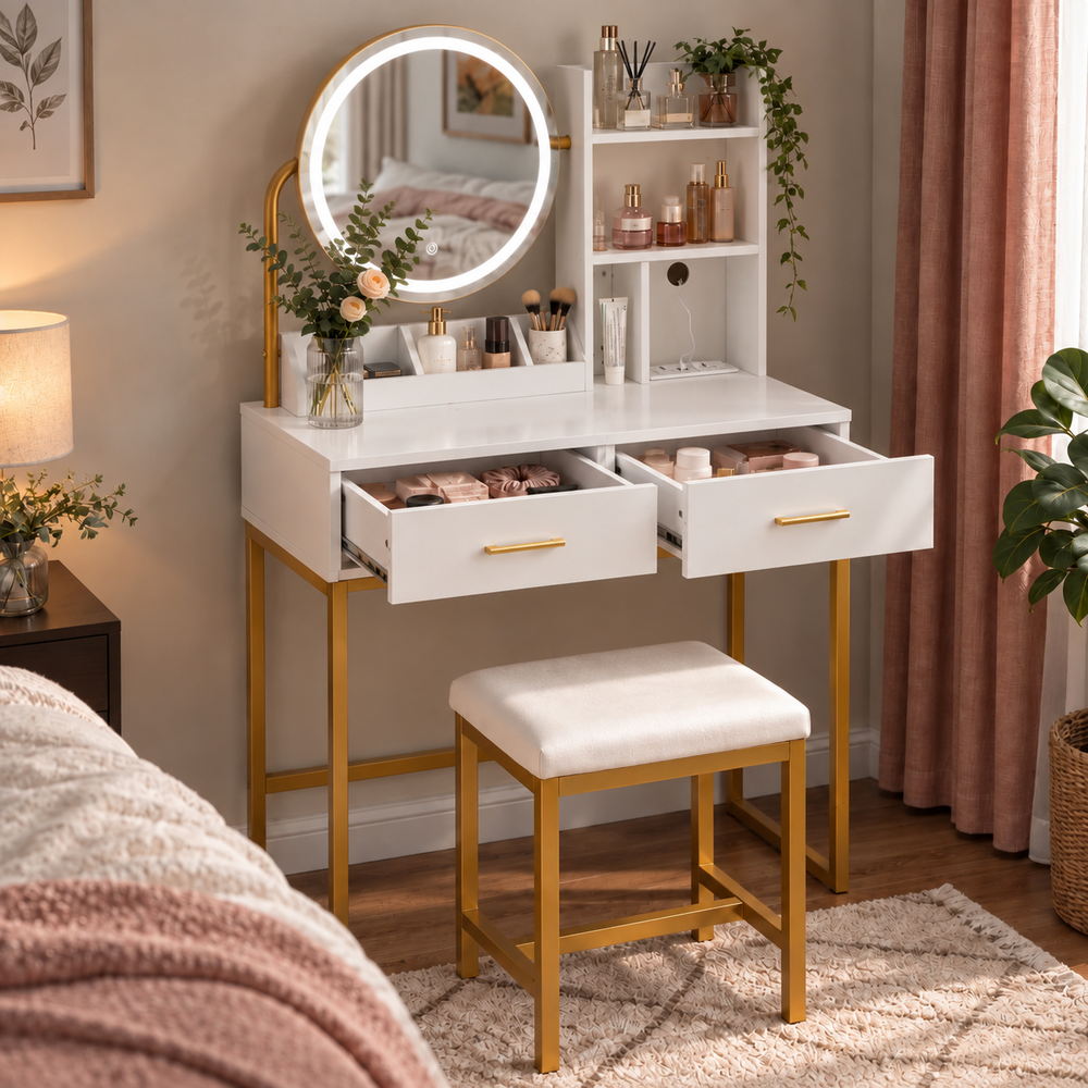 Halo Round Mirror Vanity Set | Eleva regenerated |04