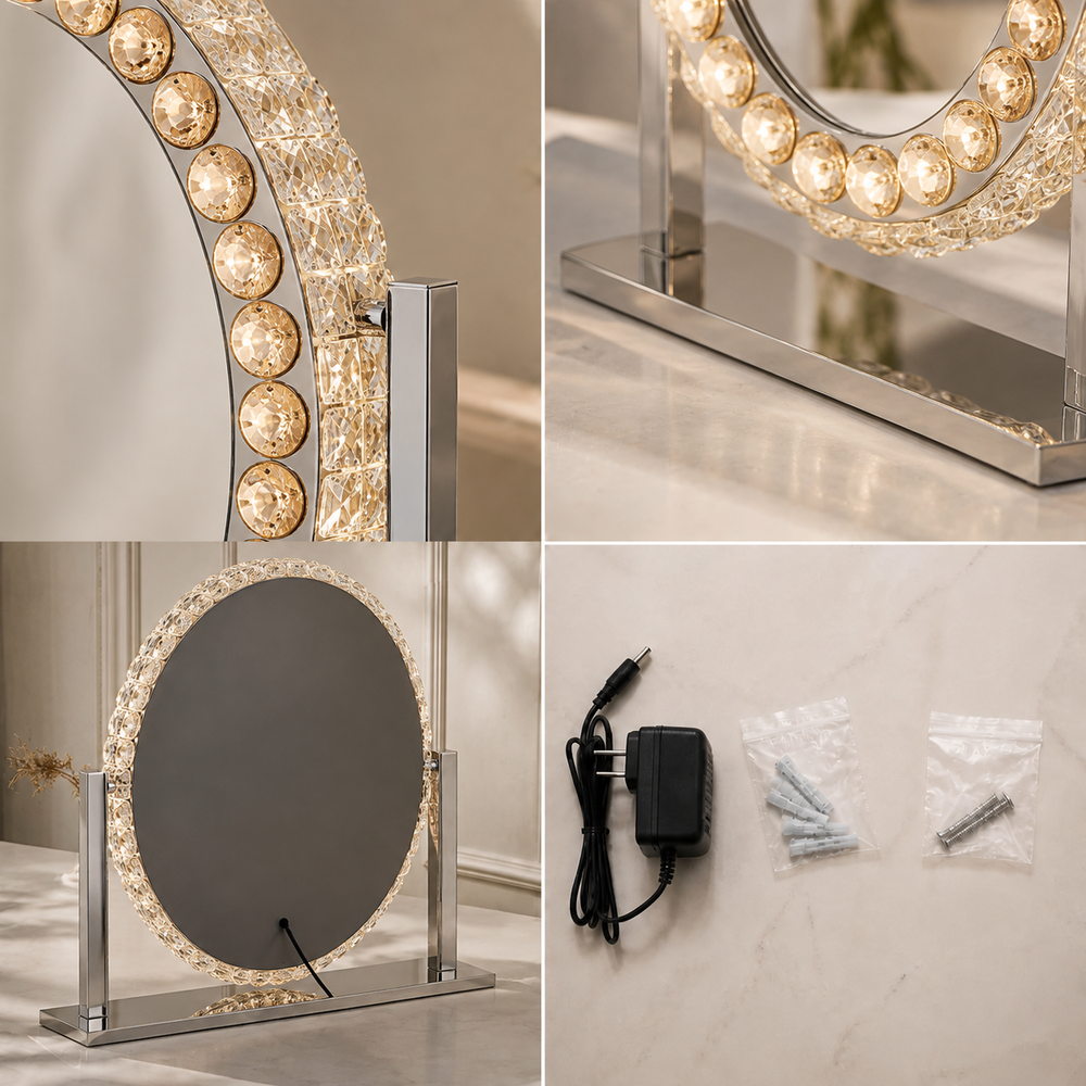 Tiara Oval Crystal Vanity Mirror | Eleva regenerated |05