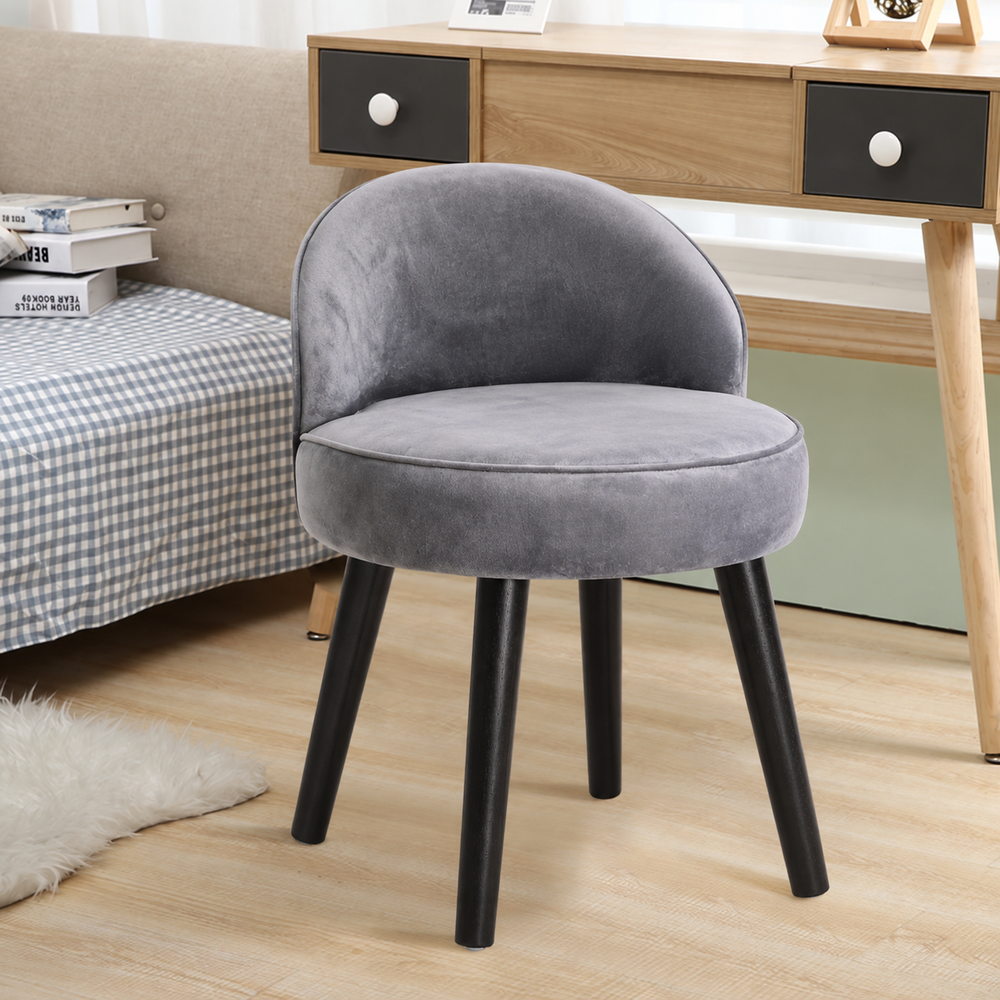Gentle Curve Velvet Vanity Chair in Grey | Eleva regenerated |05