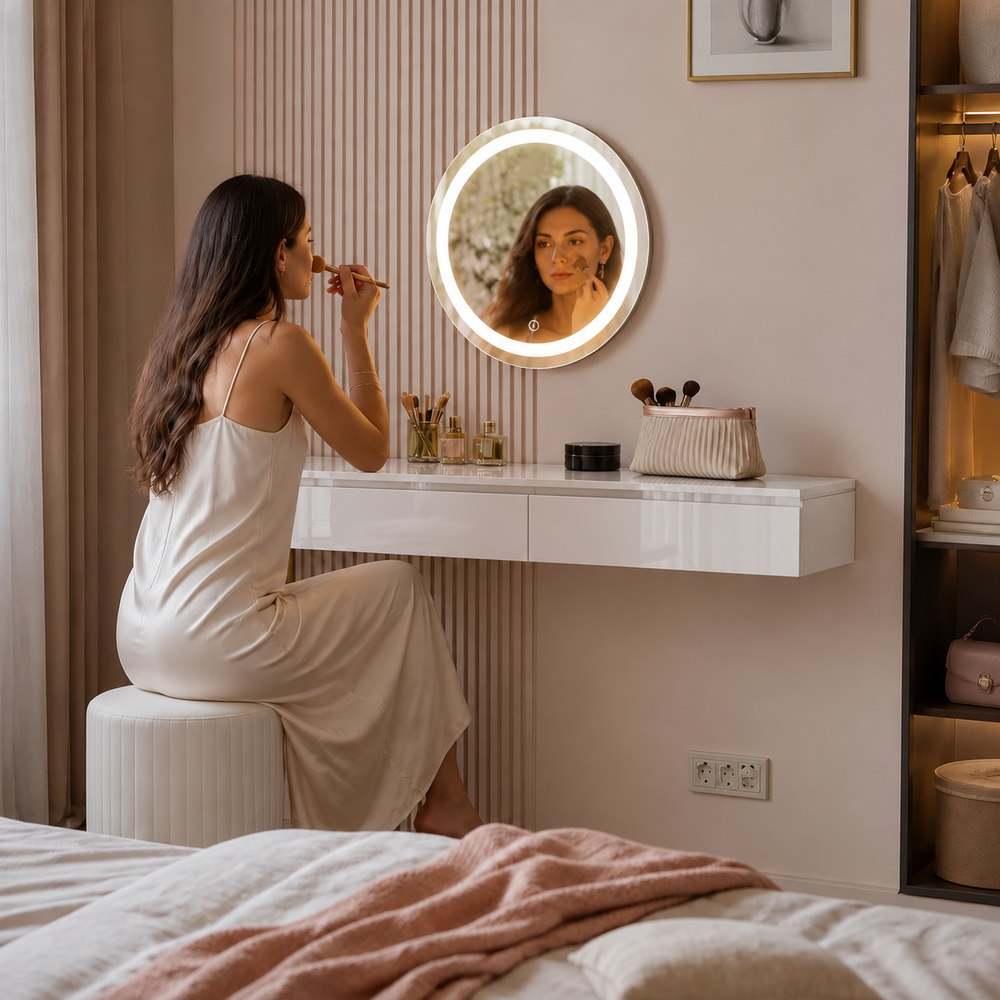 Floating Glow Wall Vanity in Gloss White | Eleva regenerated |06