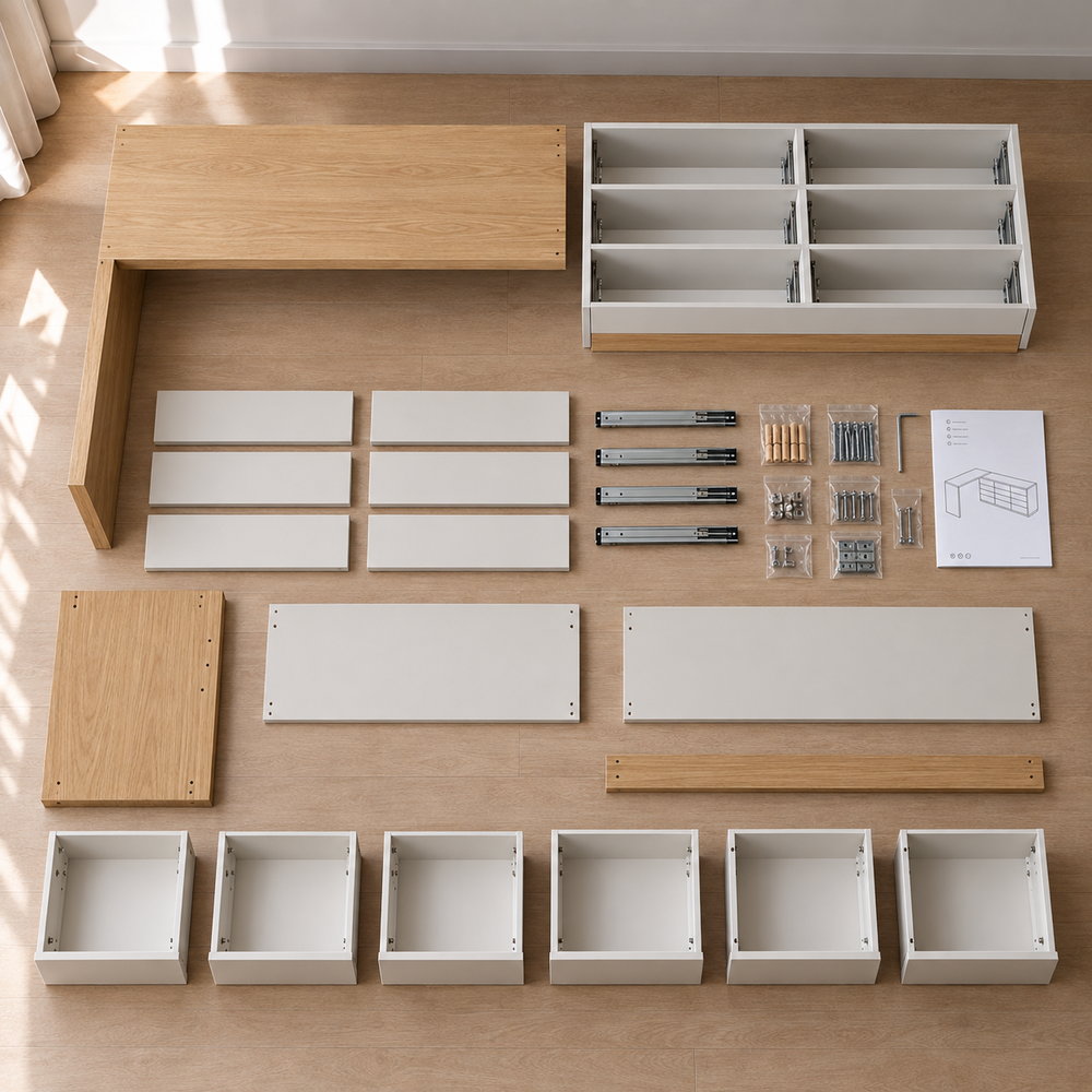 Slow Morning L-Shaped Dressing Table Desk | Eleva regenerated |07
