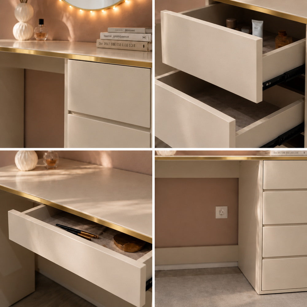 Gold Ribbon Dressing Table in Cashmere | Eleva regenerated |07