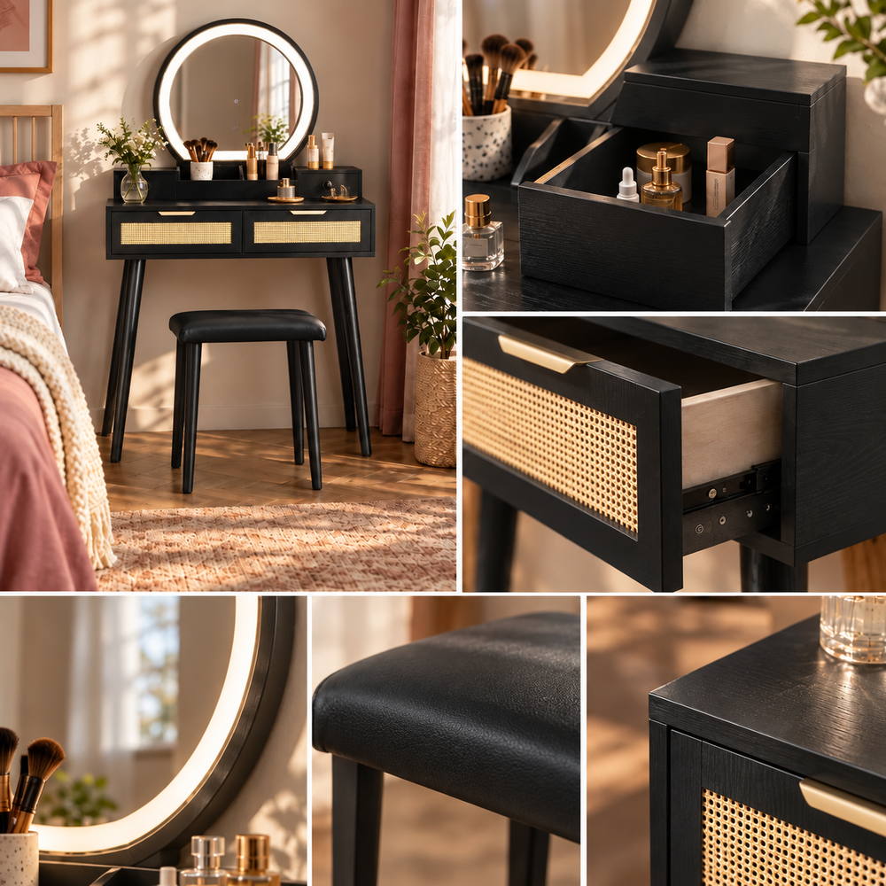Boho Soul Vanity Set in Black | Eleva regenerated |08