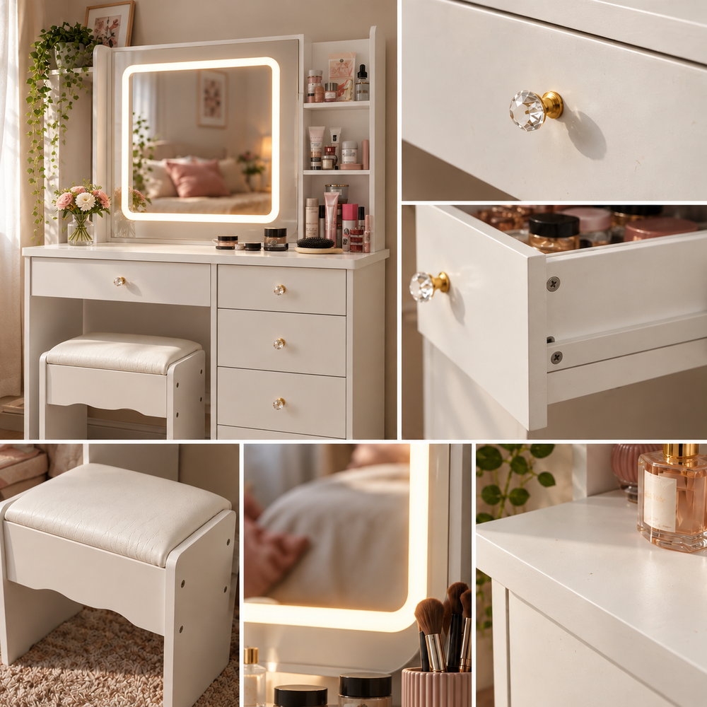 Soft Glow Compact Vanity with Stool | Eleva regenerated |08