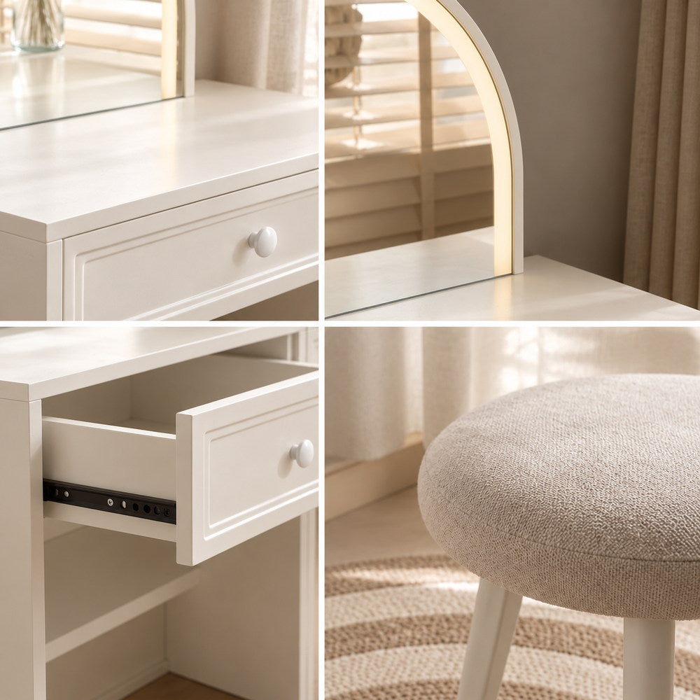 Moonlit Arch Dressing Table in Cream White | Eleva regenerated |09