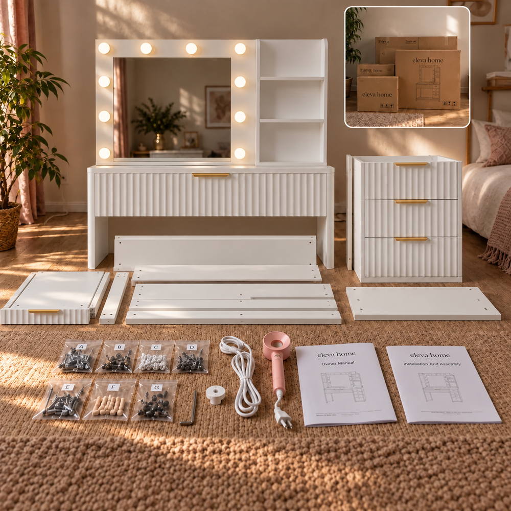 Ribbed Romance Hollywood Vanity | Eleva regenerated |09