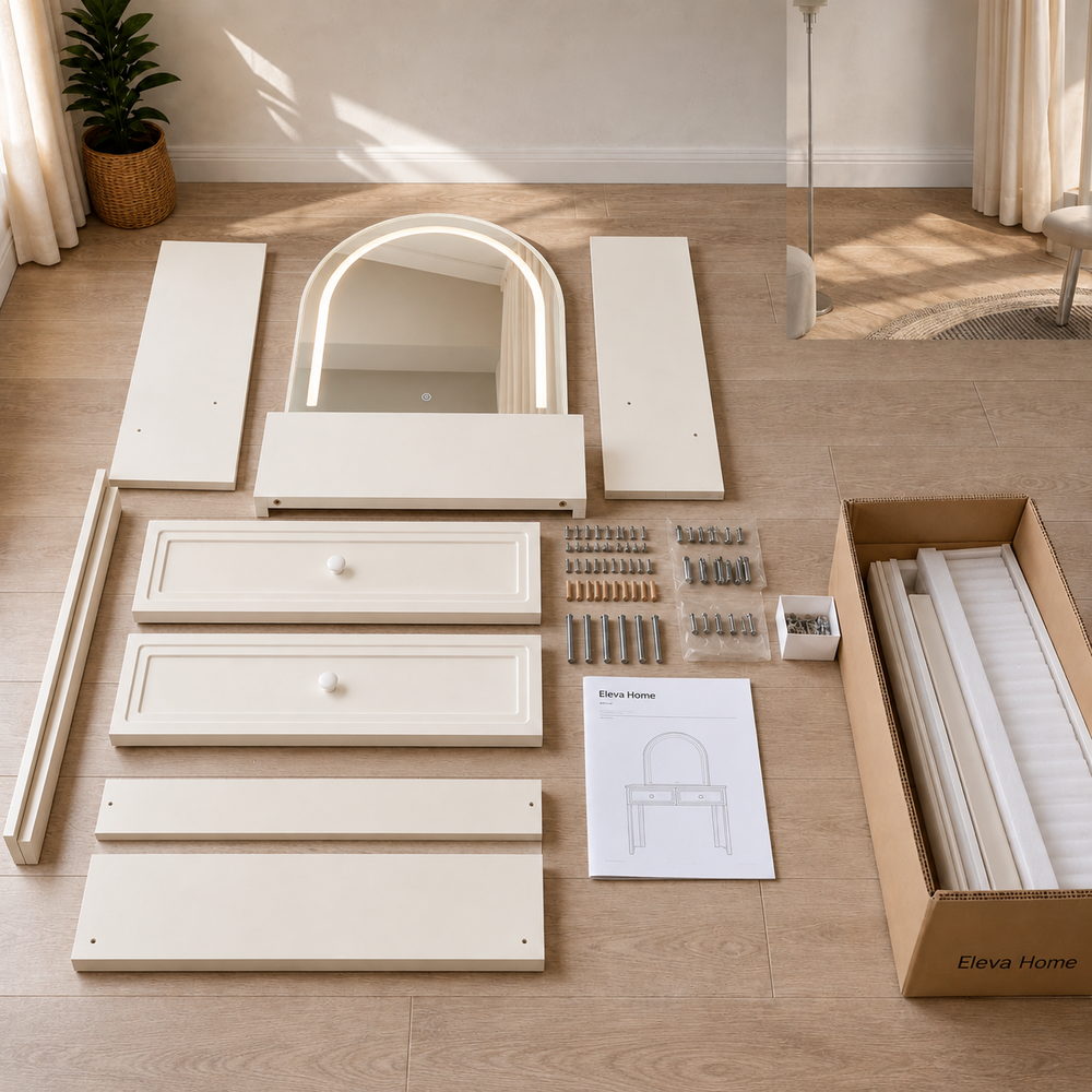 Moonlit Arch Dressing Table in Cream White | Eleva regenerated |10