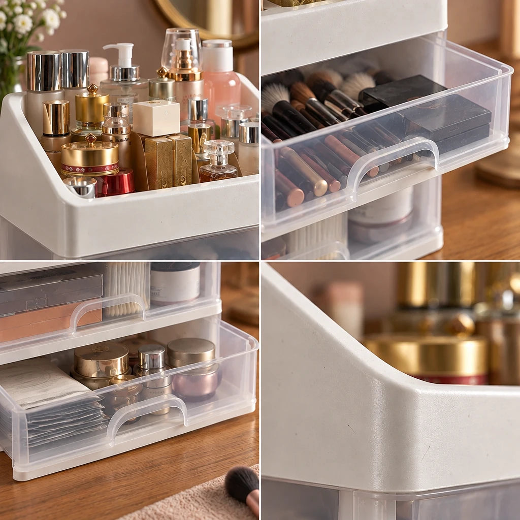 Suki makeup organiser, close-up details
