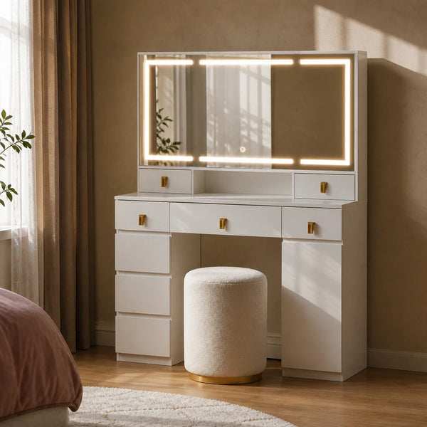 Coiffeuse VEXA - miroir LED 3 côtés