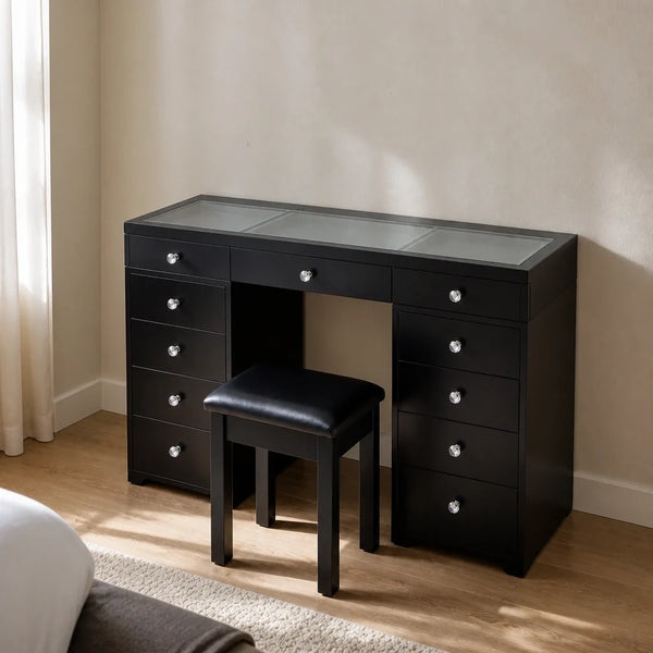 Coiffeuse Classic - plateau verre, noire