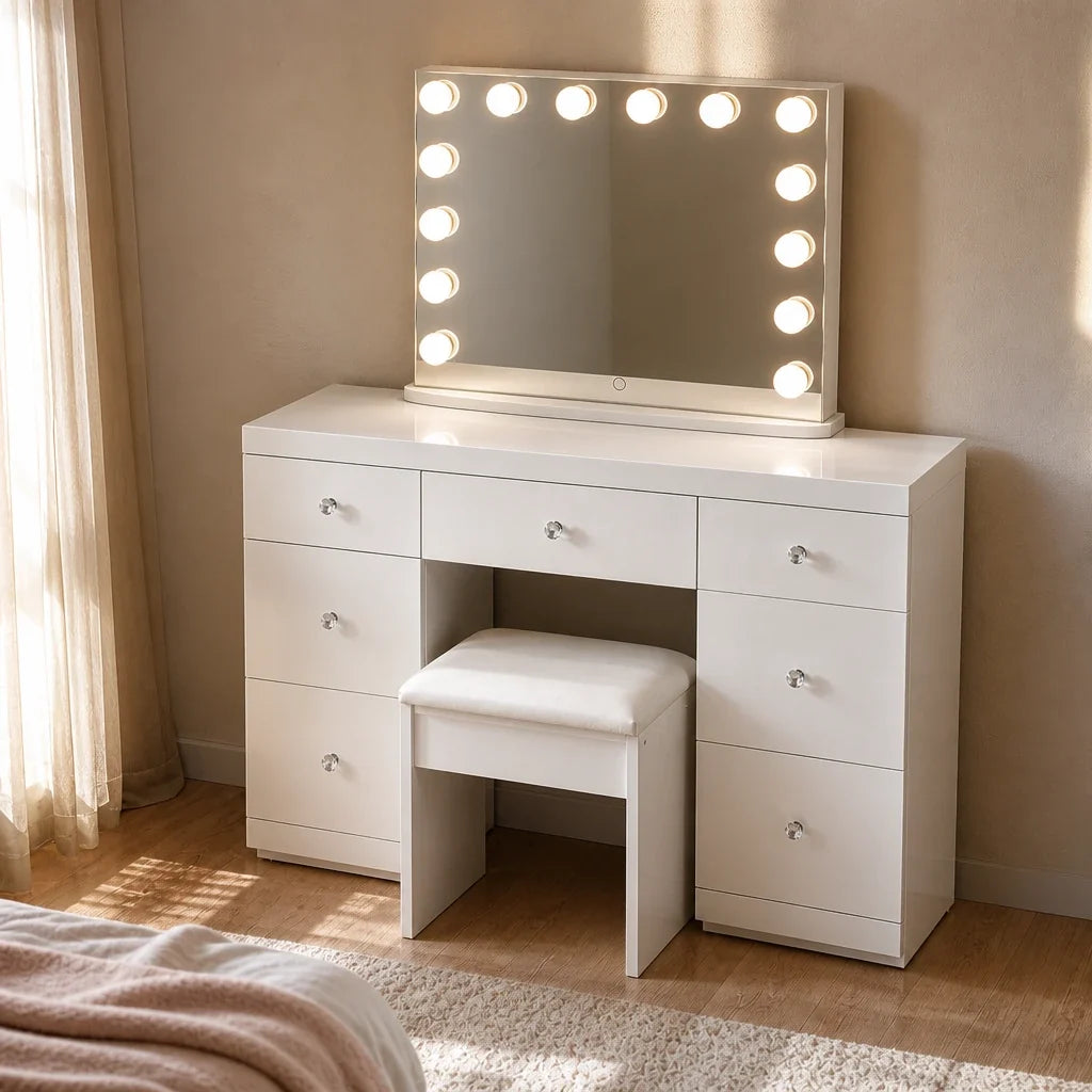 Coiffeuse Hollywood Chic - blanche